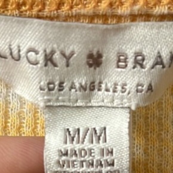 Lucky Brand Burnout Waffle Knit Thermal Tee in Orange Long Sleeve Scoop Neck - Picture 6 of 8